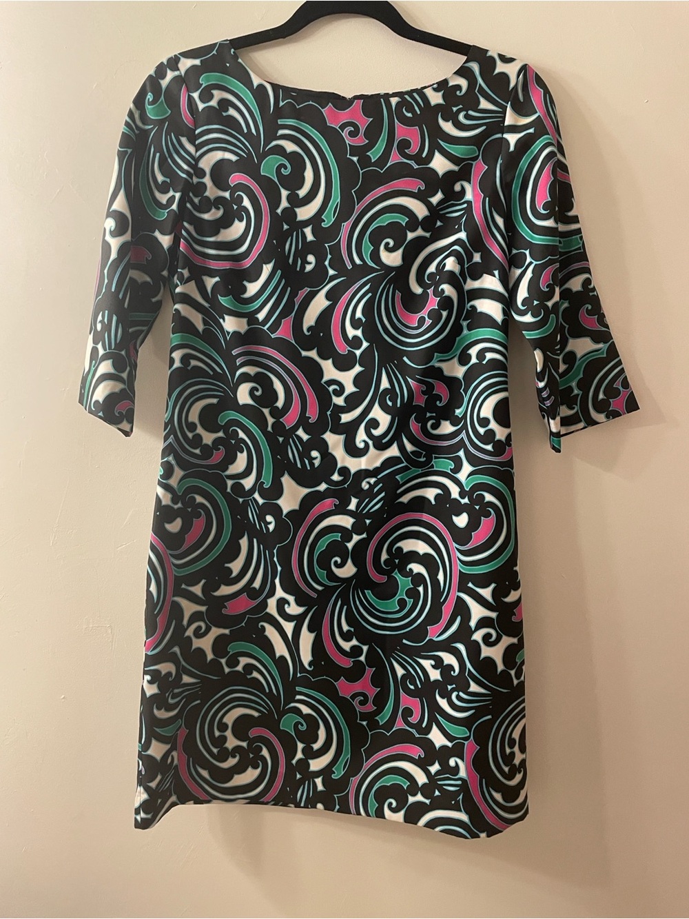 Banana Republic Navy Mini Dress with Pink & Teal Swirl Print